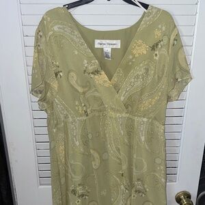 Rena Rowan Olive Paisley Wrap-Style Dress